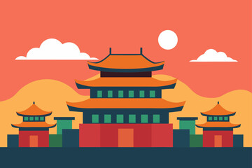 Fototapeta premium vector illustration of a temple