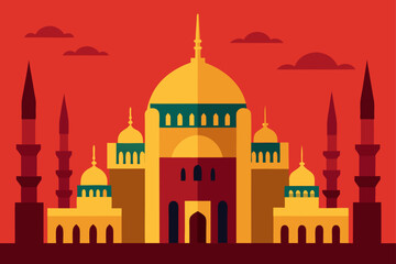 silhouette of a mosque in sunset