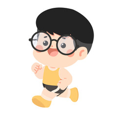 Illustration of Boy Running with Glasses