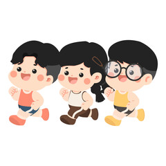Cartoon Children Running Illustration
