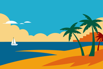 tropical beach vector illustration