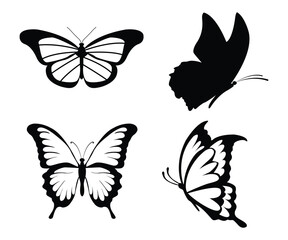 Elegant Black and White Butterfly Silhouettes Set