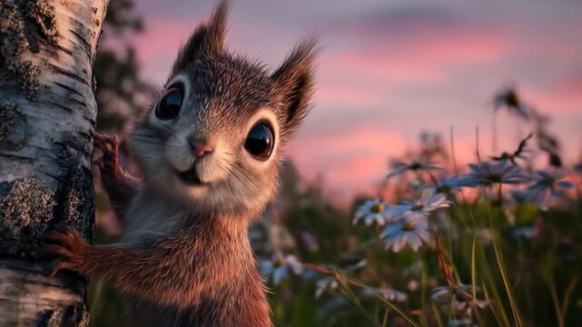 Squirrel sunset field