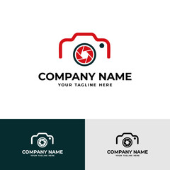 camera photography logo abstract design with lens template illustration