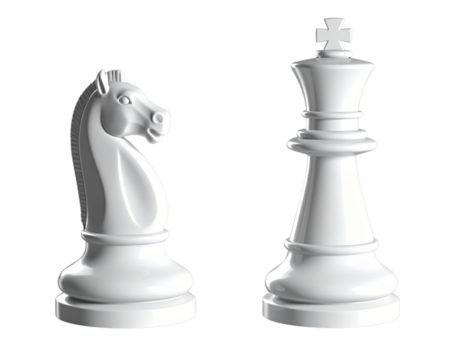 Luxury White Chess Pieces Queen and Knight – Transparent PNG