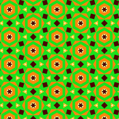 A lime green geometric seamless pattern with a bold, modern energy. Crisp angular shapes—triangles, diamonds, and hexagons—interlock in a perfectly balanced grid.