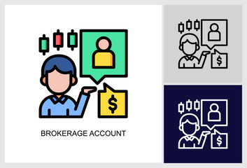 Brokerage Account icon Multi Style Vector Illustration 