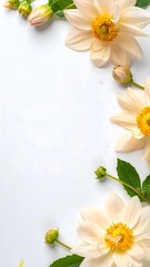 Fototapeta premium Subtle Blossom Corners Flowers Abstract Vertical Mobile Phone Background Wallpaper
