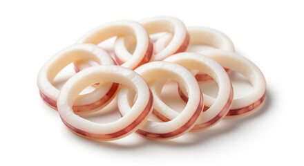 Naklejka premium Fresh Boiled Squid Rings On White Background