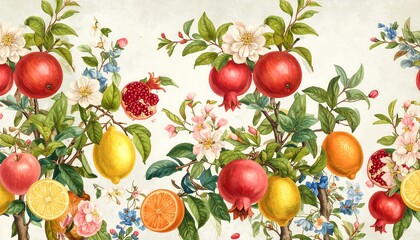 Obraz premium Floral fruit pattern