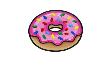 Vibrant pink frosted donut with colorful sprinkles, a delightful treat for celebrations, desserts, and sweet cravings