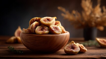 Savoring dried figs rustic kitchen food photography warm atmosphere close-up culinary delight