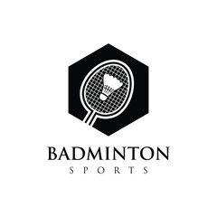 Logo design for badminton sport with racket and shuttlecock elements