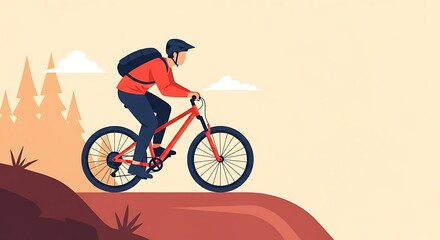 Obraz premium Mountain Biker Riding Downhill on a Trail.
