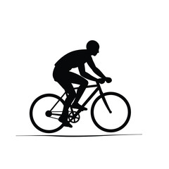 Obraz premium Silhouette of a cyclist riding a road bike on a flat surface ideal for sport fitness recreation and healthy lifestyle concept isolated against a white background providing ample copy space