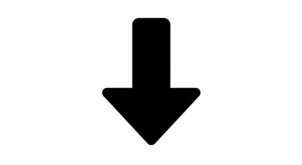 Black arrow isolated on white background, arrow png. A black arrow pointing downwards, centered on a white background, indicating direction or navigation.