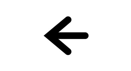 Black arrow isolated on white background, arrow png. Simple black arrow pointing left on a white background.