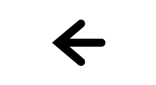 Black arrow isolated on white background, arrow png. Simple black arrow pointing left on a white background.