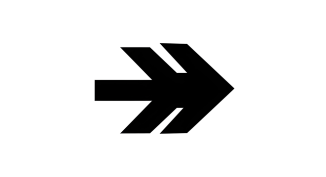 Black arrow isolated on white background, arrow png. A black arrow pointing right, composed of two parallel lines, on a white background.