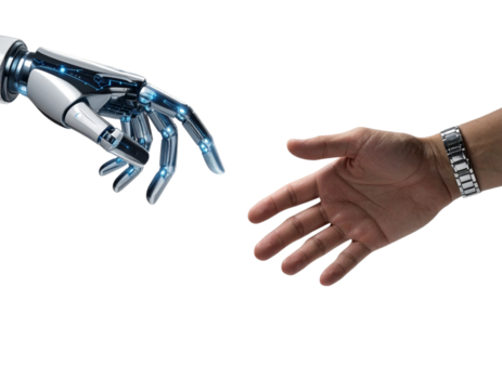 Technology Meets Humanity – Hands Reaching PNG