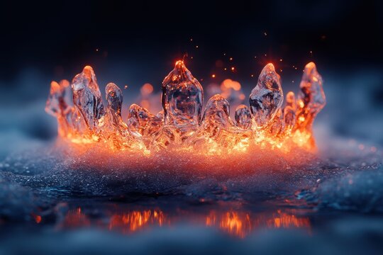 Fire crown blazing against black background.