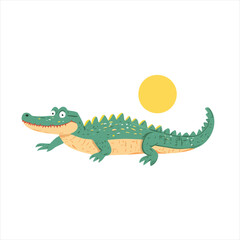 Cute cartoon crocodile illustration