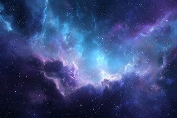 Obraz premium Nebula Space Background, Cosmic Blue Purple Nebula, Starry Galaxy