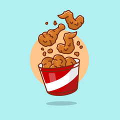Vector Illustration of Crispy Fried Chicken Bucket
