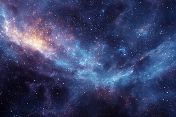 Abstract Galaxy Space with Blue and Purple Nebula and Stars