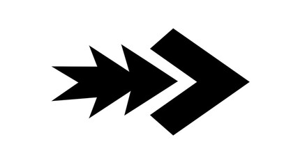 Black arrow icon pointing right with a stylized, feathered effect emanating from the left side.