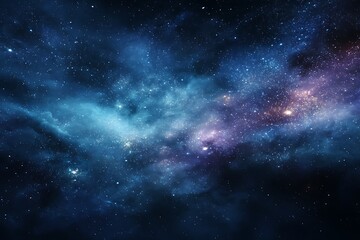 Abstract Starry Nebula Cloudscape in Blue and Purple Colors