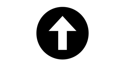 A simple black circle containing a white upward-pointing arrow, isolated on white.