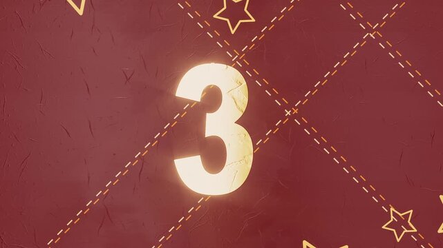 Red and golden advent calendar number 3, with a simple design