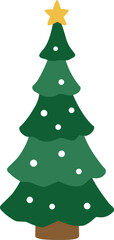 Christmas Tree Flat Vector Illustration isolated.
Simple Green Pine Tree Holiday Decoration Design.
Transparent background.
