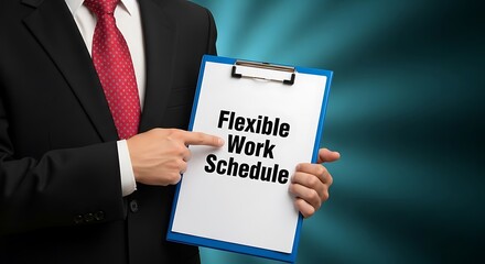 Businessman Holding Flexible Work Schedule Document