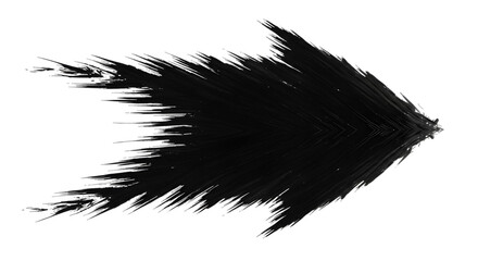 Black arrow isolated on white background, arrow png. A black, textured arrow pointing right, created with brushstrokes on white background.