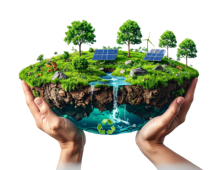 Sustainable Solutions and Climate Action Concept Illustration