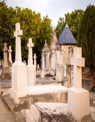 Cemetery scene with crosses