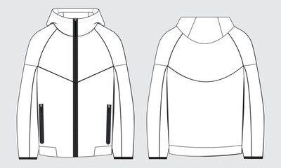 Hoodie Jacket technical drawing vector illustration template 