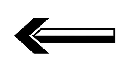 Black arrow isolated on white background, arrow png. A simple black and white arrow pointing towards the left direction.