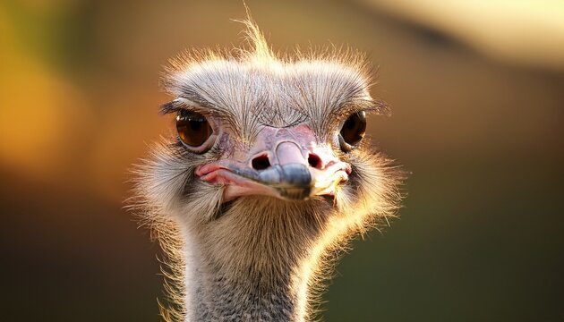 only the head of an ostrich seen looking expressionless - Powered by Adobe