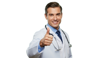Confident doctor giving a thumbs up with a warm smile, projecting trust and positive health outcomes for your healthcare needs
