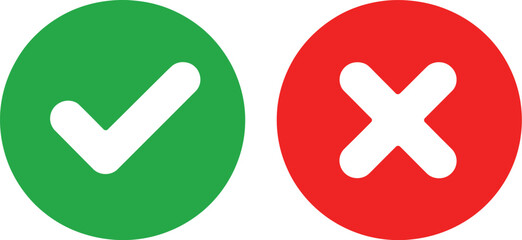 Green checkmark and red cross symbols indicating yes and no choices