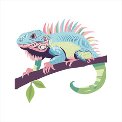 vector Colorful iguana on a branch
