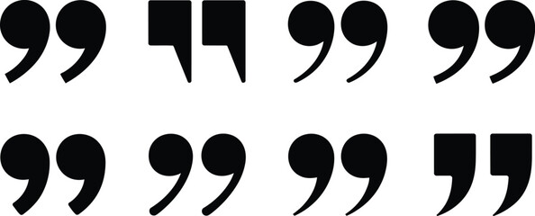 Collection of quotation marks representing speech, dialogue, and important statements.
