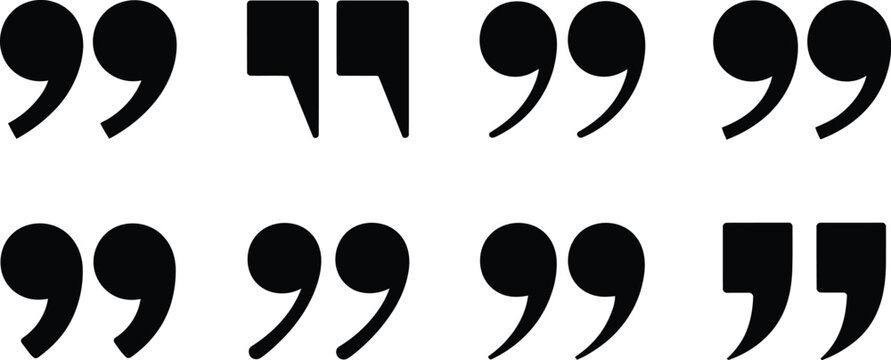 Collection of quotation marks representing speech, dialogue, and important statements.