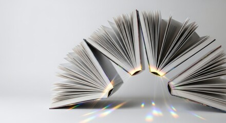 Open Books with Rainbow Light Refractions Education and Learning