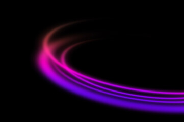 Colorful neon light wave on black background for abstract futuristic design