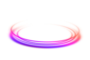 Circle Colorful neon light wave on Transparent background for abstract futuristic design Isolated PNG File