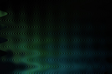 Abstract blurred green and blue wavy lines with a dark background, digital art, motion effect